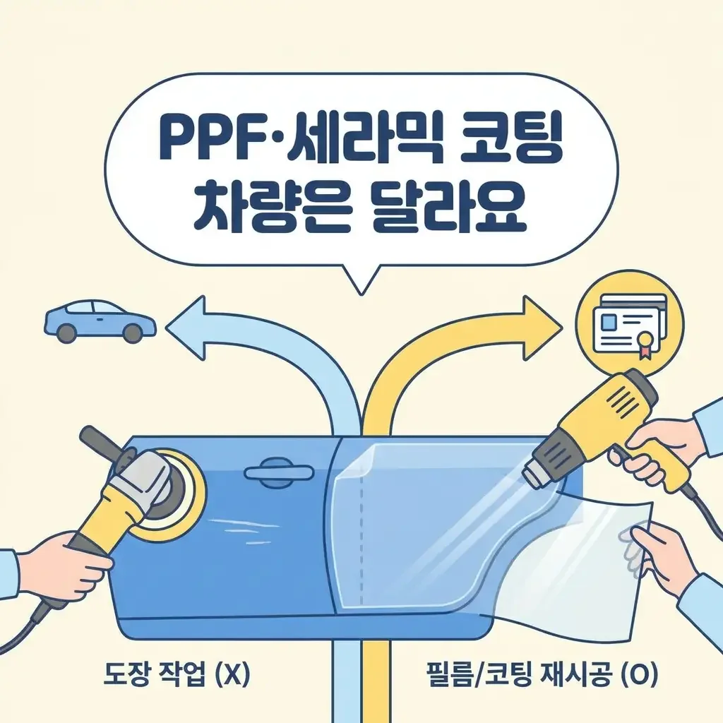 PPF 적용 후 차체가 더욱 윤기 나는 모습