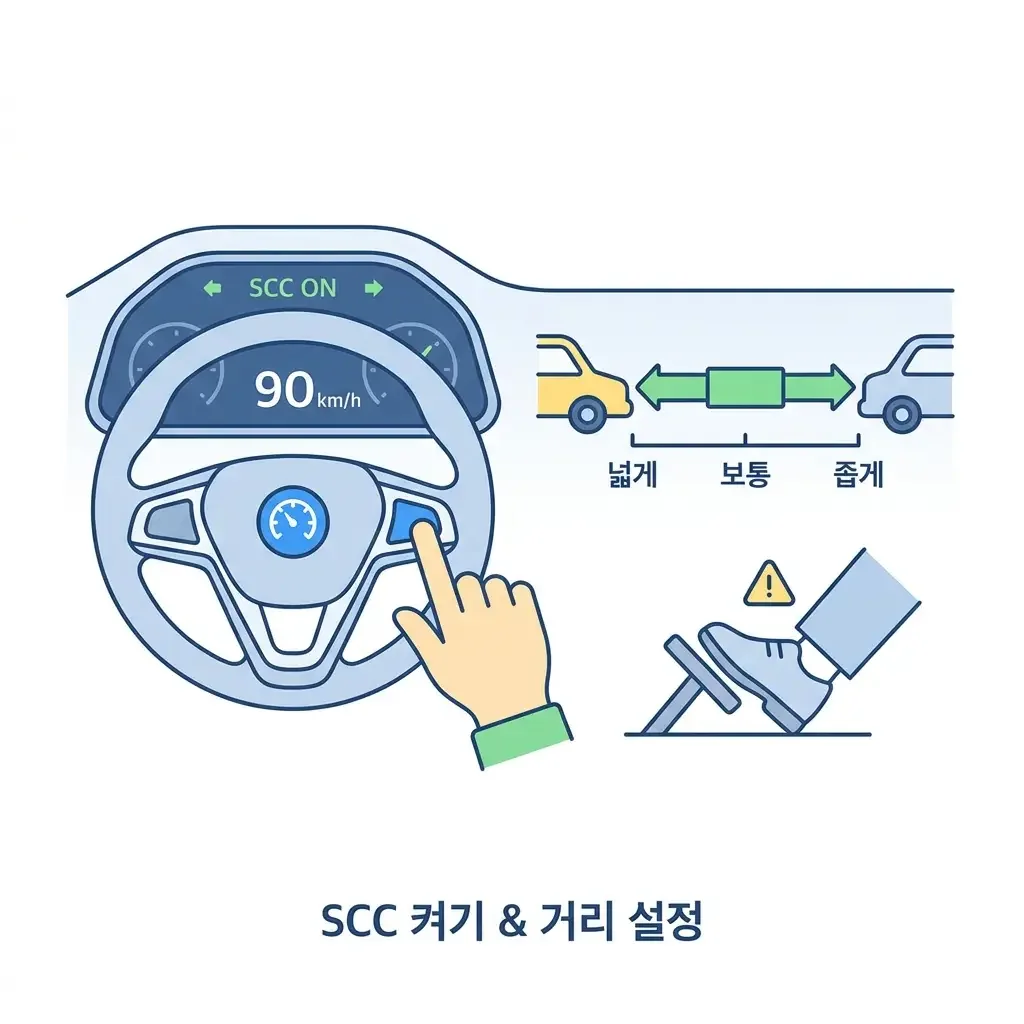 스마트 크루즈 컨트롤(SCC) 사용법 - 스마트 크루즈 컨트롤 사용법 설명